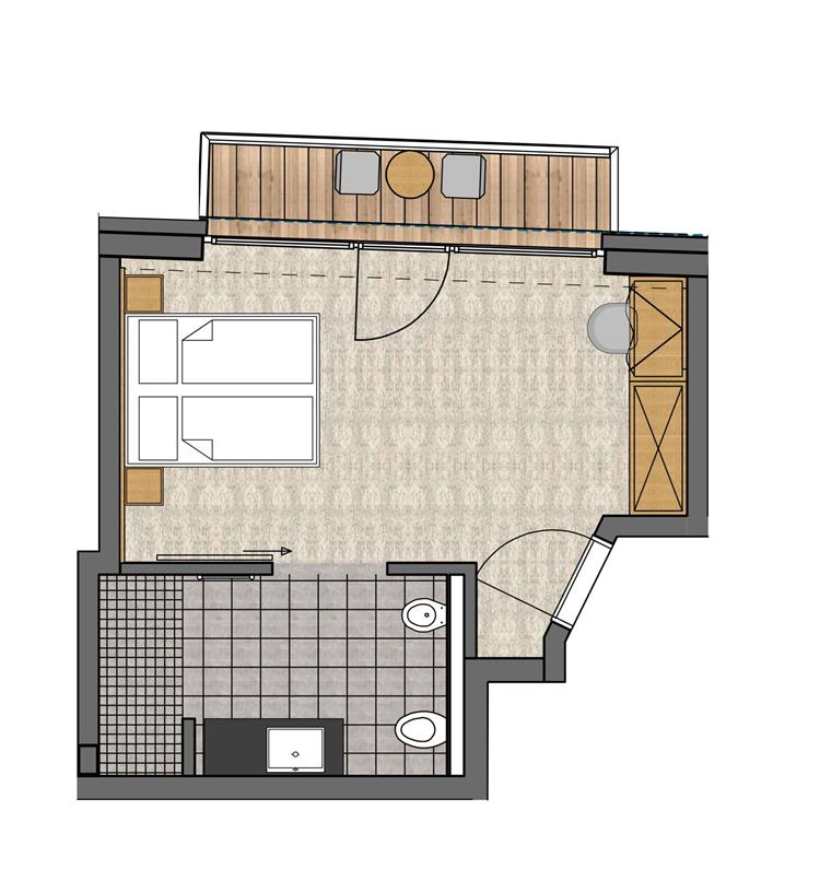 Skizze Doppelzimmer Alpin